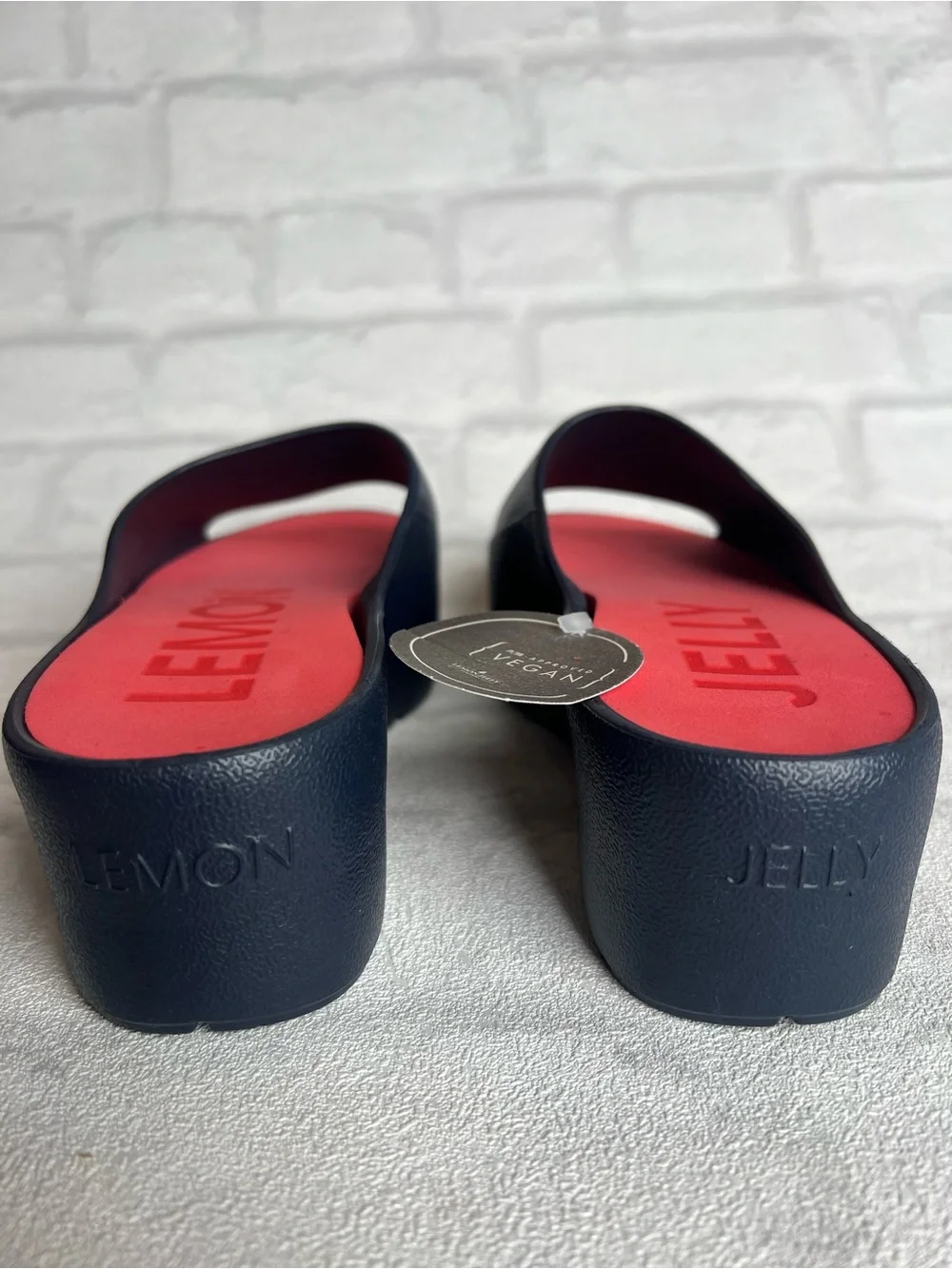 NWT Lemon Jelly Navy Platform Slide- Red Footbed‎ size 36 coastal/ clean girl